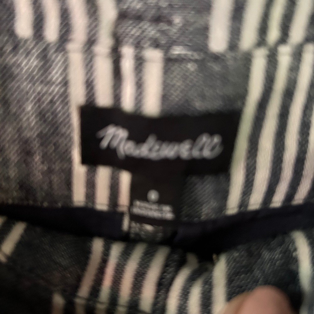 Madewell Striped Paperbag Waist Pants Black White Linen Blend Tapered Size 6 - Picture 6 of 7